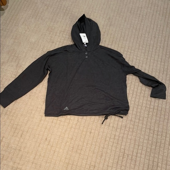 Adidas Dark Gray Hoodie  with Relaxed Fit - Picture 1 of 4